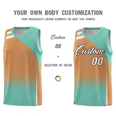 Buckskin Brown Bright Green Gradient Basketball Jersey 3