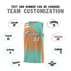 Buckskin Brown Bright Green Gradient Basketball Jersey 4