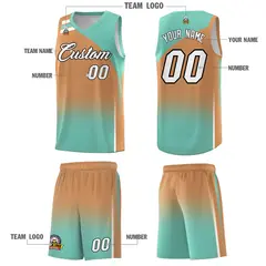 Buckskin Brown Bright Green Gradient Basketball Jersey 5