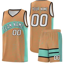 Buckskin Brown Bright Green Irregular Dot Graffiti Basketball Jersey 1