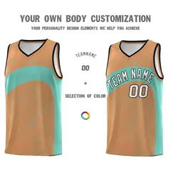 Buckskin Brown Bright Green Irregular Dot Graffiti Basketball Jersey 3