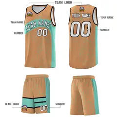 Buckskin Brown Bright Green Irregular Dot Graffiti Basketball Jersey 5