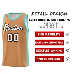 Buckskin Brown Bright Green Side Symmetrical Line Pattern Basketball Jersey 2
