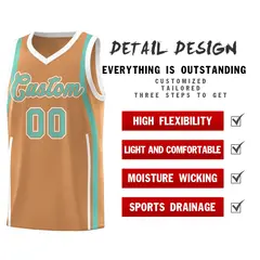 Buckskin Brown Bright Green White Ribbon Pattern Basketball Kit 2