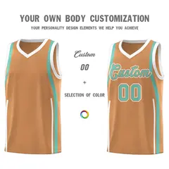 Buckskin Brown Bright Green White Ribbon Pattern Basketball Kit 3