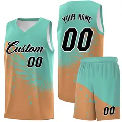 Buckskin Brown Bright Green Wing Pattern Basketball Jersey 1