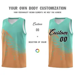 Buckskin Brown Bright Green Wing Pattern Basketball Jersey 3