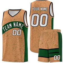 Buckskin Brown Green Irregular Dot Graffiti Basketball Jersey