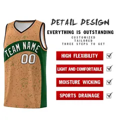 Buckskin Brown Green Irregular Dot Graffiti Basketball Jersey 2