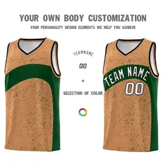 Buckskin Brown Green Irregular Dot Graffiti Basketball Jersey 3