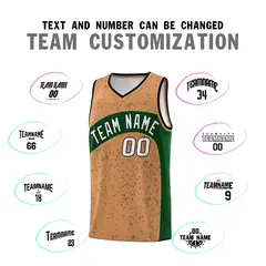 Buckskin Brown Green Irregular Dot Graffiti Basketball Jersey 4