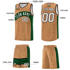 Buckskin Brown Green Irregular Dot Graffiti Basketball Jersey 5