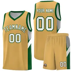 Buckskin Brown Green Side Design Basketball Jersey 1