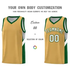 Buckskin Brown Green Side Design Basketball Jersey 3
