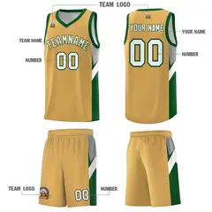 Buckskin Brown Green Side Design Basketball Jersey 5