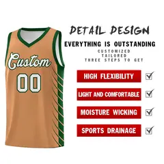 Buckskin Brown Green Side Symmetrical Line Pattern Basketball Jersey 2