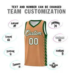 Buckskin Brown Green Side Symmetrical Line Pattern Basketball Jersey 4