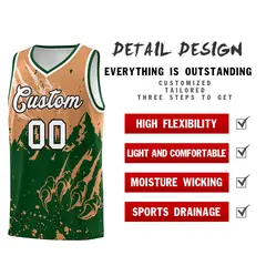 Buckskin Brown Green Snow Mountain Beast Pattern Basketball Jersey 2