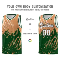 Buckskin Brown Green Snow Mountain Beast Pattern Basketball Jersey 3