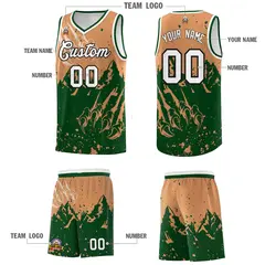 Buckskin Brown Green Snow Mountain Beast Pattern Basketball Jersey 5