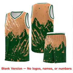 Buckskin Brown Green Snow Mountain Beast Pattern Basketball Jersey 7
