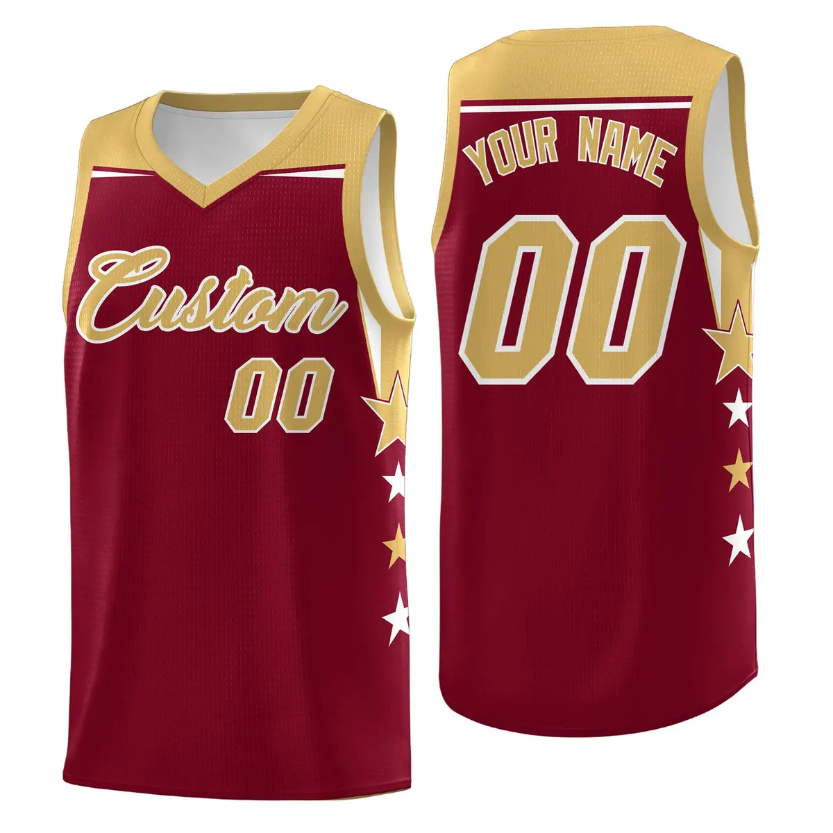 Buckskin Brown Green Two Tone Side Star Color Block Basketball Jersey
