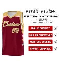 Buckskin Brown Green Two Tone Side Star Color Block Basketball Jersey 2