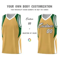 Buckskin Brown Green White Color Block Basketball Jersey 3