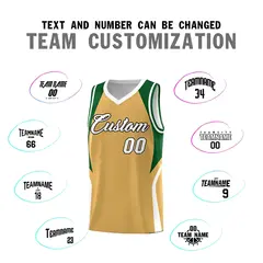 Buckskin Brown Green White Color Block Basketball Jersey 4