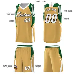 Buckskin Brown Green White Color Block Basketball Jersey 5