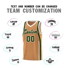 Buckskin Brown Green-White Ribbon Pattern Basketball Kits 4