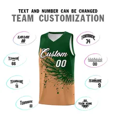 Buckskin Brown Green Wing Pattern Basketball Jersey 4