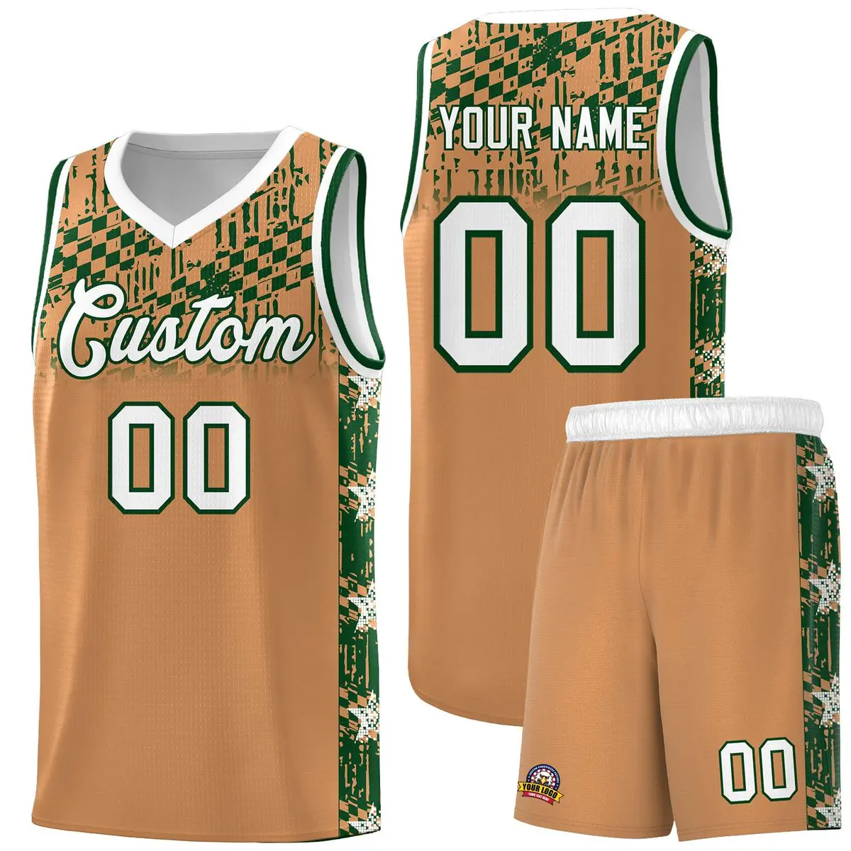 Buckskin Brown Mosaic Stars Basketball Uniform Jersey