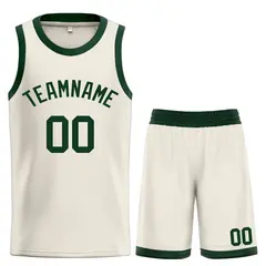 Bull Classic Sets Cream Green Basketball Jersey