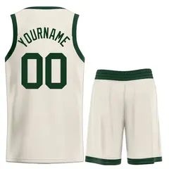 Bull Classic Sets Cream Green Basketball Jersey 2