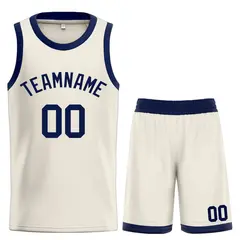 Bull Classic Sets Cream Navy Basketball Jersey