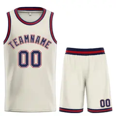 Bull Classic Sets Cream Navy-Maroon Basketball Jersey 1