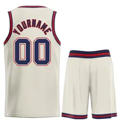 Bull Classic Sets Cream Navy-Maroon Basketball Jersey 2