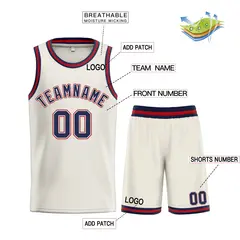 Bull Classic Sets Cream Navy-Maroon Basketball Jersey 3
