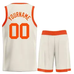 Bull Classic Sets Cream Orange Basketball Jersey 2