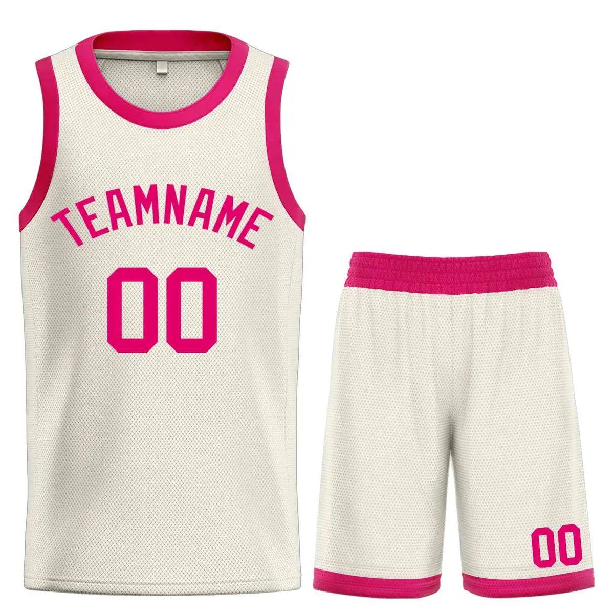 Bull Classic Sets Cream Pink Basketball Jersey