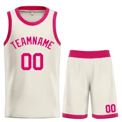 Bull Classic Sets Cream Pink Basketball Jersey 1