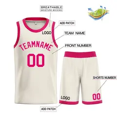 Bull Classic Sets Cream Pink Basketball Jersey 3
