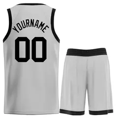 Bull Classic Sets Gray Black Basketball Jersey 2