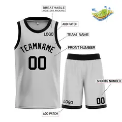 Bull Classic Sets Gray Black Basketball Jersey 3