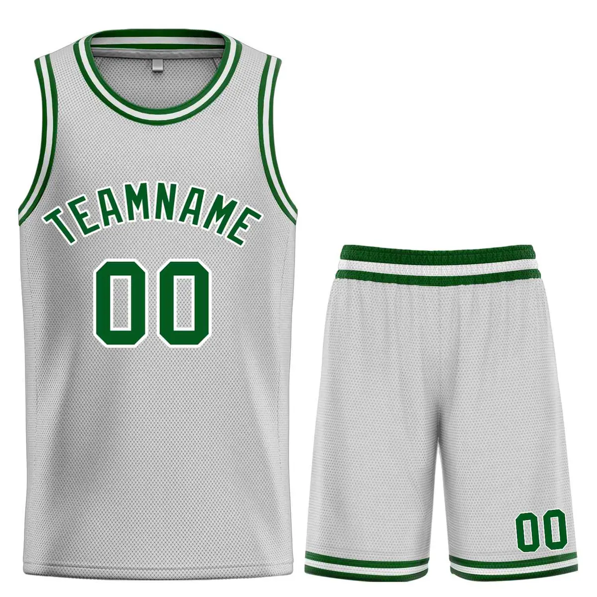 Bull Classic Sets Gray Green-White Basketball Jersey