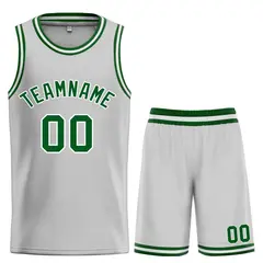 Bull Classic Sets Gray Green-White Basketball Jersey