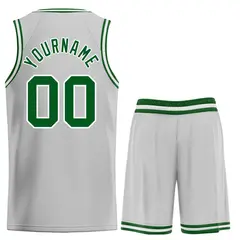 Bull Classic Sets Gray Green-White Basketball Jersey 2