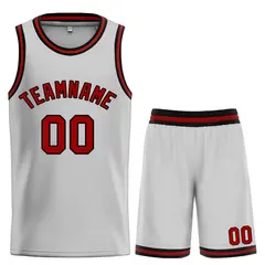 Bull Classic Sets Gray Maroon-Black Basketball Jersey