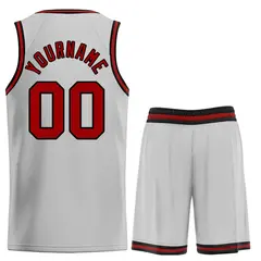 Bull Classic Sets Gray Maroon-Black Basketball Jersey 2